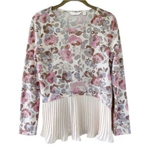 LC Lauren Conrad Pink Floral Pleated Top